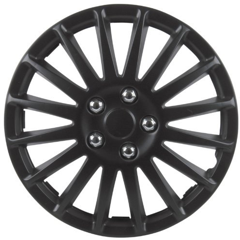 cartrend Radkappen Suzuka, 14 Zoll, für alle gängigen Stahlfelgen, aus Spezial-ABS-Qualitätskunststoff, schlagfest, zweischichtige Metallic-Lackierung, überlackierbar, schwarz, 4 Stück