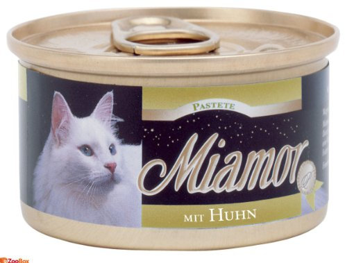 MIAMOR - Pastete | Nassfutter für ausgewachsene Katzen mit natürlichem Taurin. Getreidefreies Alleinfutter in der Dose ohne Soja und künstliche Zusätze | 12x85g Huhn