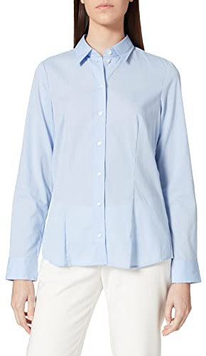 Seidensticker Damen City Langarm Modern Fit Uni Bügelfrei Bluse, Blau, 48 EU