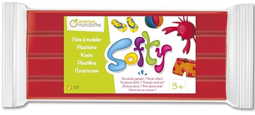 MY MANDARINE SO0870500400C - Block Knetmasse Softy, 500g, ideal ab 3 Jahren, sehr weich, glutenfrei, pflanzlich, Rot, 1 Stück