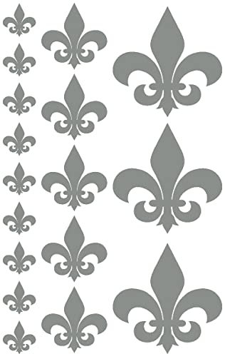 Samunshi® Wallsticker Aufkleber Fleur de lys Set Dekoration Wandidee Wandsticker 17 Wandtattoo auf Bogen 30 x 19cm grau