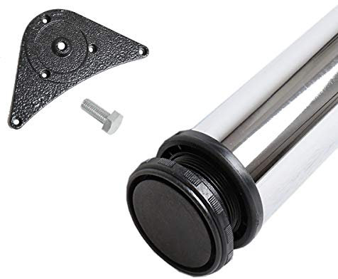 Tischbeine - 1 Stück - Modern - Stahl - Rund - Höhe: 820 mm, verstellbar bis 850 mm, Durchmesser: 60 mm - Chrom - Max. Tragkraft 80 kg pro Bein - Für Tische (innen) - Tischbein