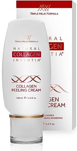 Natural Collagen Inventia Kollagen Creme Peeling 100 ml Gesichtspeeling, Verbessert das Erscheinungsbild der Haut Feuchtigkeitsspendend Regenerierend, Aloe und Avocado Extrakt, Hydromanil, Vitamin E