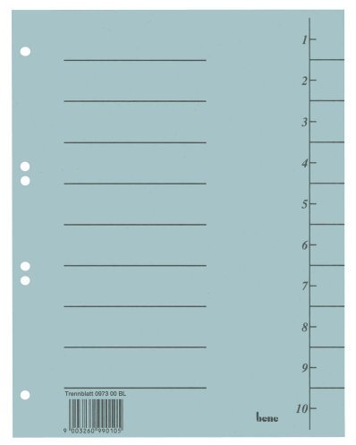 100 bene Trennblätter / blau / 250 g/m² / DIN A4