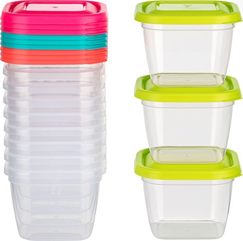 Kigima Mini-Gefrierdosen 12x0,47L quadratisch mehrfarbig – Vorratsdosen mit Deckel luftdicht – Frischhaltedosen mit Deckel – Aufbewahrungsbox Küche für Mealprep & Organisation