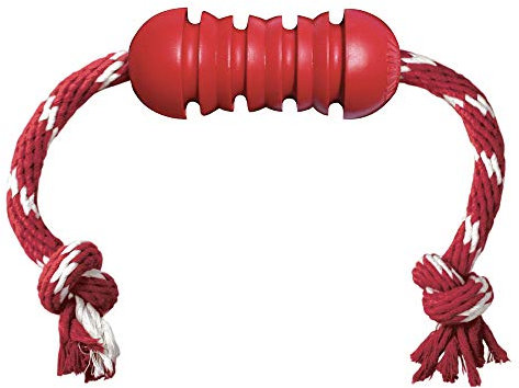 KONG Dental with Rope - pour Soins Dentaires pour Chien - Jouet À Mâcher Remplissable - Nettoie Les Dents Et Les Gencives - pour Petits Chiens