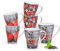 Schöne Tassen 6er Set mit Herzen in grau rot im Landhausstil - Bunte Porzellan Kaffeebecher für Cappuccino, Kaffee, Tee in 300ml - Außergewöhnliche Teetassen spülmaschinenfest und mikrowellengeeignet