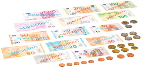 WISSNER® Euro-Spielgeld Set Banknoten & Münzen (44 Teile) – Schule