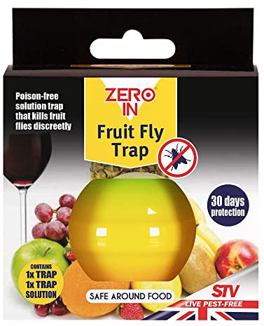 Zero In Ready-Baited Fruit Fly Trap Apple-Shaped, Non-Toxic, Insect Trap to Attract and Trap Fruit Flies, Suitable for Kitchen Counters, Lasts up to 30 Days, 5.5x10.5x16.7 cm