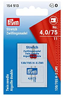 Prym 154913 Doppel-Nähmaschinennadel 75/4,0 mm, Stahl, silberfarbig, Stretch, 130/705, No. 75/4 mm