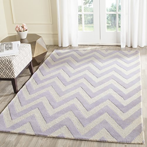 SAFAVIEH Modern Teppich für Wohnzimmer, Esszimmer, Schlafzimmer - Cambridge Collection, Kurzer Flor, Lavendel und Elfenbein, 152 X 244 cm