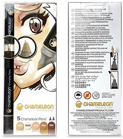 Chameleon Art Products 5 permanente Alkohol-filzstifte Hauttöne, 5 Pen Set, 5
