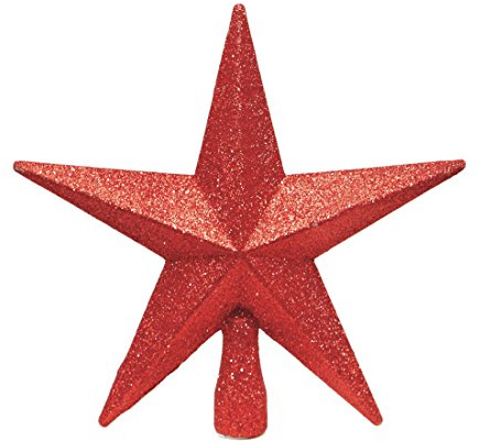 Red Christmas Tree Top Star Topper Glitter Finish 20 cm by Premier