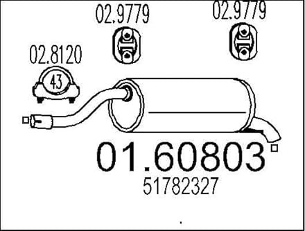 MTS 01.60803 Endschalldämpfer Endtopf 1120mm 6,18kg