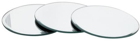 Set of 3 Mirror Candle Coasters Plate 12.5cm Bevelled Edge Contemporary Style