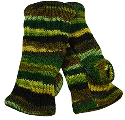 musimon Handstulpen Pulswärmer Stulpen Wolle gestrickt Fleecefutter bunt (grün)