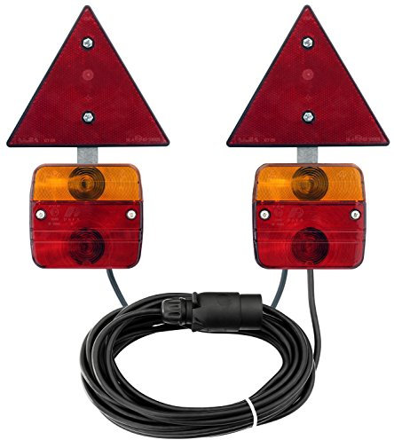 AdLuminis Rückleuchten-Set verkabelt mit Magnetfuß und Rückstrahler, für Anhänger, 7m Kabel, Anhängerbeleuchtung für Straßenverkehr zugelassen