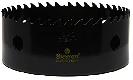 Starrett Tungsten Carbide Tipped Hole Saw - CT412 Deep Cut Holesaw Cutter - For Wood Suspended Flooring Reinforced Concrete & Fibreglass - 114MM