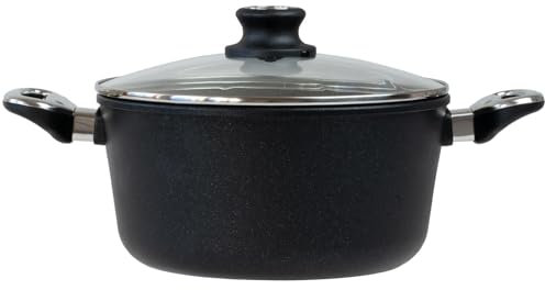 BAF Kochtopf Induktion mit Deckel Ø 24 cm - hoher Rand - kleiner runder Suppentopf beschichtet aus Aluminiumguss - Made in Germany