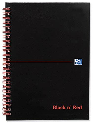 Oxford Black n' Red Book Wirebound Ruled and Perforated 90gsm 140 Pages A5 Matt Black Ref D66078 [Pack of 5]