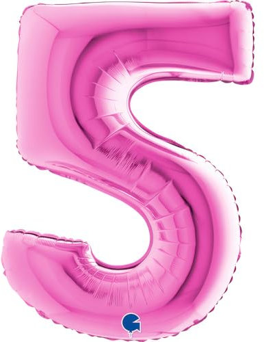 Grabo XXL Riesen Zahlen Folienballon 102 cm (40) Farbauswahl – Perfekte Deko für Geburtstage, Jubiläen & Feiern – Happy Birthday Party-Highlight - für Helium und Luft! Wiederverwendbar! (Pink, 5)