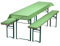 DILUMA | Bierbankauflagen Set Grün | 1x Tischdecke 240x90 cm für 220x70 cm Biertische und 2X gepolsterte Bierbankauflage 220x25 cm | Auflagen Set für Bierzeltgarnitur | Gepolstert, ÖkoTex100