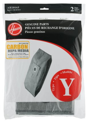 Hoover Vacuum Cleaner Bags for Upright Vacs, Pack of 2, Grey, Type Y, Hepa Filtration, Part # AH10165, Hoover Vacuum Bags Refill