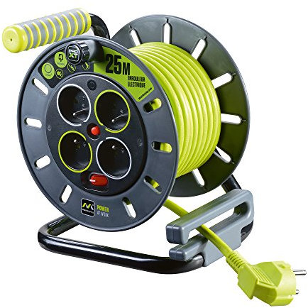 Masterplug Pro-XT Câble d'extension à quatre prises, 13 ampères, câble vert de 25 mètres