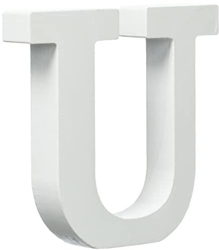 Rayher 62672000 MDF- Buchstabe U, weiß, 11 cm, Stärke 2 cm, 3D-Buchstaben Holz, Holz-Buchstaben groß