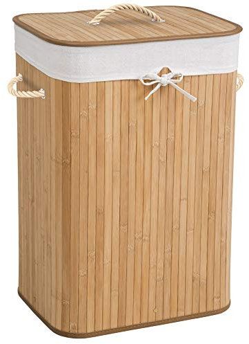 tectake® Panier à linge Corbeille a linge en Bambou Panier rangement Pliable & Sac à Linge Amovible Panier linge sale Bac de rangement Organisateur salle de bain chambre Panière à linge Buanderie 72L