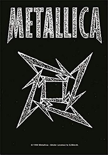 Metallica Fahne, Schwarz/Weiß, Ninja Logo, 110 x 75 cm, Polyester, Wandmontage, Grüße