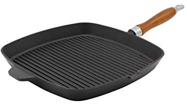 Eisenguss-Steakpfanne Rustica mit Rillenboden, 28 x 28 cm, Schwarz