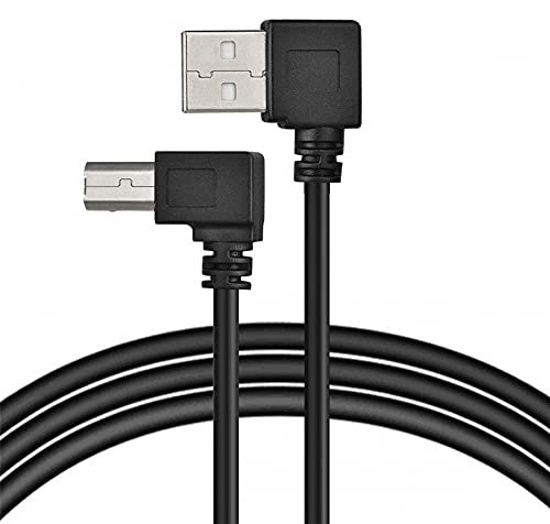CY Câble USB 2.0 A mâle coudé à gauche vers B mâle coudé à 90 degrés 100 cm pour imprimante