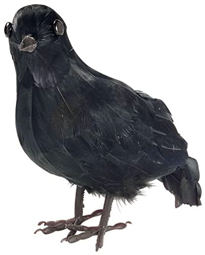 Widmann 3063C - Krähe mit Federn, Höhe circa 21 cm, Länge circa 25 cm, Dekoration, Karneval, Halloween