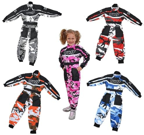 Wulfsport - Tuta da kart, per bambini, con motivo mimetico, per gare di motocross e Quad