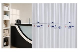 Sanwood by Nicol 8934426, shower curtain, blue fish, 100% Polyester 200 x 180 cm PVA White (Weiß)