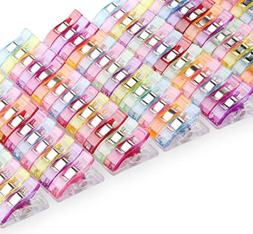 100 Stück Nähklammern Stoffklammern,Nähzubehör Multifunktionale Nähklammern, Mehrfarbig Nähen Zubehöre, für Quilting Halten Stofflagen Fest Zusammen, Nähmaschinenhelfer Kurzwaren