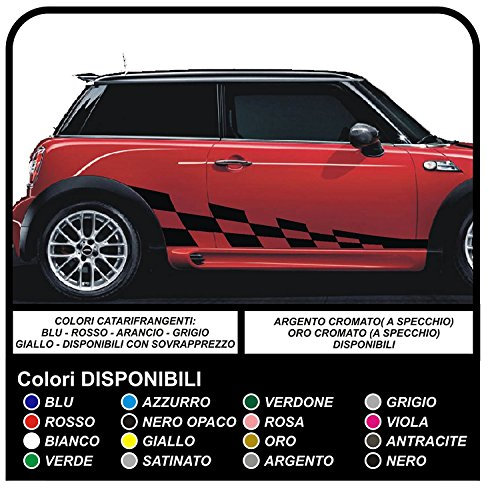 Seitenaufkleber Mini Grafik kariert Auto Vinyl Klebestreifen (SCHWARZ)