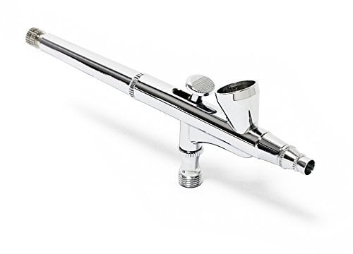 Wiltec Airbrush Pistole Typ 136 mit Double Action Funktion, Düse Ø 0,3 mm, 2 ml Farbbecher, Pipette, Adapter für Modellbau, Nailart usw.