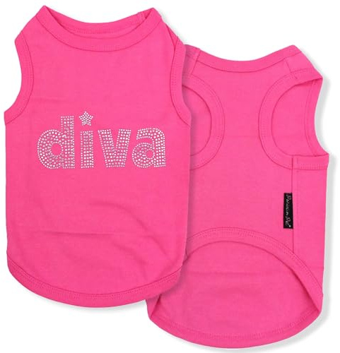 Parisian Pet Diva Dog Shirt – 100% Cotton Shirts for Small Dogs – Pink Sleeveless Soft Puppy Clothes – Lightweight and Breathable Dog Outfit – Summer Pet Apparel - Stretchable Tshirts for Dogs