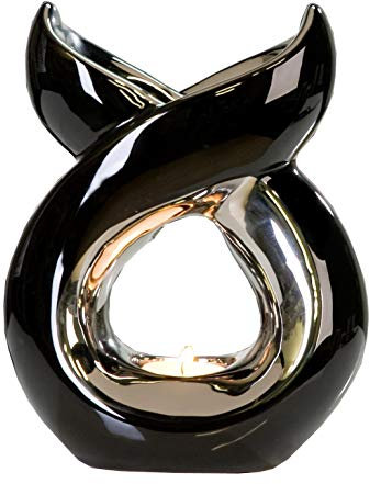 Duftlampe Aromabrenner Lago aus Keramik · schwarz/Silber Höhe 20 cm