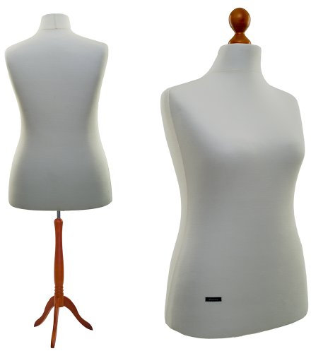 LUCCESI | Schneiderpuppe | zum Probierpreis! | Größen S - XL (Female ♀) | Torso Size: XL (44-46) | Wechselbezug Creme-Weiss | Standfuss Calvados | Damen - Schaufensterpuppe