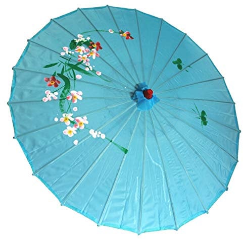 AAF Nommel ® Sonnenschirm 003, Dekoschirm aus Kunstfaser, wasserfest in blau aus Bambus