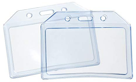 CKB Ltd 1x Durable klar durchsichtig Blue Soft Plastik Horizontal ID Card Ausweiskartenhalter Badge Holder Pocket Tasche Beutel