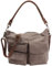 LECONI Schultertasche Ledertasche für Damen echtes Leder Natur großer Shopper Lederhandtasche für DIN A4 Damentasche Frauen Handtasche Veloursleder Wildleder 41x32x10cm grau LE0039-V