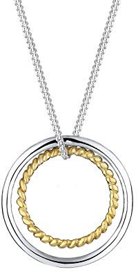 Elli Damen Schmuck Halskette Extra Lange Kette Geo Basic Kreise Silber 925 Vergoldet Länge 80 cm