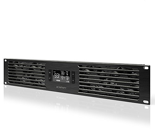 AC Infinity CLOUDPLATE T7-N, Rack Mount Fan Panel 2U, Intake Airflow, for cooling AV, Home Theater, Network 19” Racks