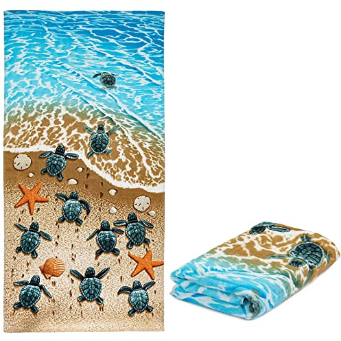 Dawhud Direct Strandschildkröten Strandtuch für Frauen, Mädchen, Kinder, Herren, Schildkröten-Badetuch, Druck, 76.2x152.4 cm, Poolhandtuch, Plüsch-Überwurf, Handtuch für Strandliebhaber