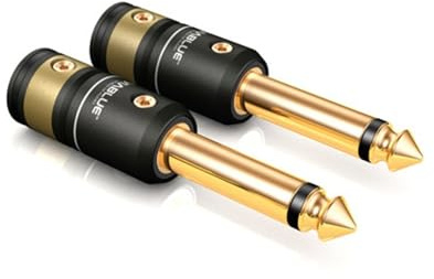 VIABLUE T6s Klinkenstecker 6,3 mm Mono * Audiostecker * 24 Karat echtvergoldet * Vollmetallgehäuse * high-end Steckverbindungen * 2 Stück