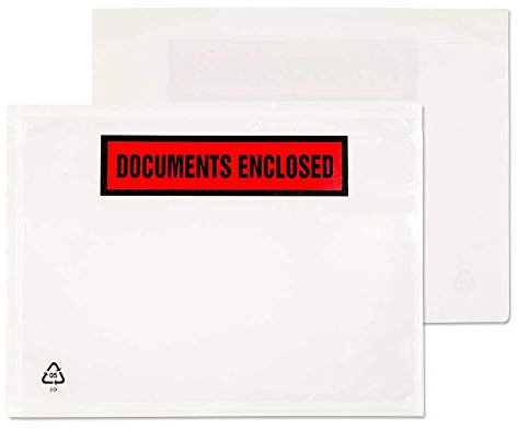 Blake Envelopes Purely Packaging PDE22 Dokumentenumschlag Briefumschläge 'Documents Enclosed' Haftklebung Transparent C6 126 x 168 mm | 1000 Stück